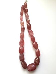 ลูกปัดควอตซ์สตรอเบอร์รี่ธรรมชาติทรงเหลี่ยม 1 เส้น สำหรับทำเครื่องประดับอัญมณ์ - Product Image 5