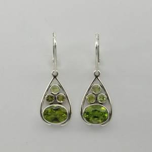 Teardrop Inspired Green <b>Peridot</b> 925 Sterling Silver Oval Cut Natural Gemstones Handcrafted Nature Inspired Styling <b>Earrings</b> - Product Image 1