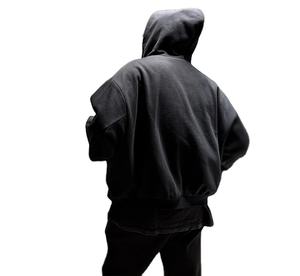 Sweat-shirt à capuche réversible unisexe en coton 100% à carreaux, coupe oversize et ample, effet délavé, style streetwear pour l'hiver - Product Image 2