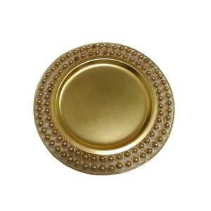 Acabado dorado Hotel Mesa Servidor de alimentos Salver Dulces platos de cena Boda Cargador dorado Placa Borde de cristal decorativo - Product Image 6