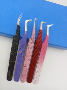 Pince à cils professionnelle solide en acier inoxydable offre de couleur personnalisée faite à la main russe Volume pince à épiler - Product Image 4