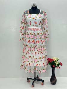 NOUVELLE ROBE ANARKALI FANTAISIE MODERNE EN TISSU RÉCHÉ DÉFINI COMME UN FILET, POUR SOIRÉE, AVEC SÉCHAGE RAPIDE - Product Image 2