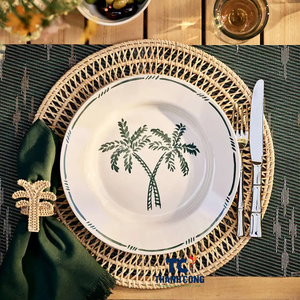Stylish Rattan <b>Placemats</b> Green Handmade <b>Wicker</b> Natural Rattan <b>Placemat</b> Round for Rustic Wedding and Home Dining - Product Image 3