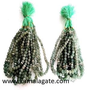 Vente en gros de 33 perles en cristal d'agate naturelle sculptée en aventurine verte pierre semi-précieuse Mala de prière islamique pour les musulmans - Product Image 3