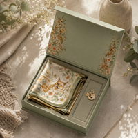 Boîte cadeau rigide magnétique imprimée en couleur, emballage personnalisé avec logo floral pour bijoux, collier