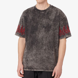 Camiseta Extra Grande para Hombre, Personalizada, de Alta Calidad, 100% Algodón Orgánico, con Bordado Gráfico Vintage, Lavado Ácido - Product Image 1