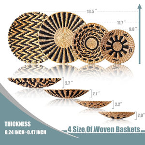 MEILLEUR VENDEUR! TienPhong Lot de 4 paniers muraux ronds faits à la main pour cuisine chambre salon - Product Image 6