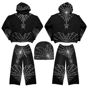 Servicio OEM Distress Flare Pant Alta calidad 12 corte diamantes de imitación brillo como diamante Sun Fade Baggy Sweat Pant Set con parches - Product Image 3