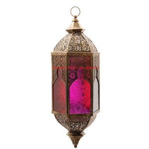 Linterna colgante de Metal dorado marroquí elegante, linterna Hexagonal con acabado antiguo, portavelas decorativo para luz de té para decoración del hogar - Product Image 4