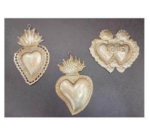 Corazón Sagrado Colgante de Metal Dorado, Corazón Católico con Laurel para Decoración Católica - Product Image 2