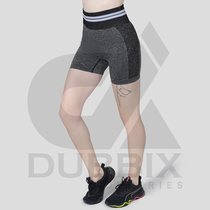 Logo personnalisable Short d'entraînement sans couture 100% Polyester taille haute coupe droite respirant Short pour femme Design de motif de couleur - Product Image 3