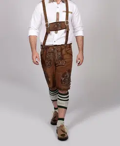 Oktoberfest-pantalones cortos de cuero para hombre, pantalones cortos de cuero alemán, SS-0008 tradicional bávaro, venta al por mayor