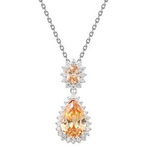Collane Vintage alla moda con zircone blu acqua e diamanti rodiati e oro rosa disegno geometrico 16 "+ 3" per fidanzamento - Product Image 1