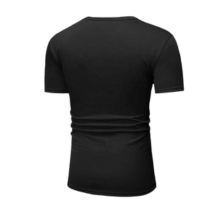 Camiseta transpirable con cuello en V, camisetas lisas de algodón y poliéster de alta calidad para hombre, Camiseta básica con cuello en V y ajuste muscular en blanco, diseño de logotipo personalizado - Product Image 2