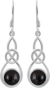 Boucles d'oreilles pendantes classiques en argent sterling 925 plaqué argent, pierre précieuse onyx noir, cadeau de mariage, bijoux de fête pour femmes - Product Image 4