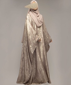 Abaya de Satén de Lujo Personalizada al por Mayor, Antiarrugas, Hecha a Mano, Estilo Dubái, Manga Larga, Elegante, Ropa Musulmana de Alta Calidad para Mujer - Product Image 1