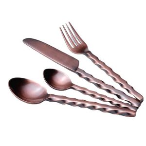 Juego de Cubiertos Metálicos Vintage con Acabado Mate y Mango Trenzado, Cuchara, Tenedor y Cuchillo Aptos para Lavavajillas, Colección de Cubiertos para Bodas - Product Image 1