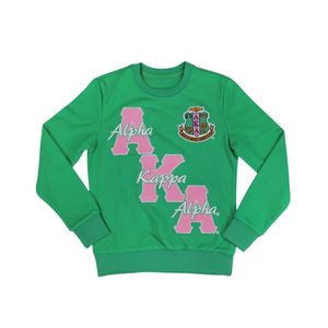 100 cotone AKA confraternita felpa verde ciniglia Logo ricamato comodo stile di vita greco abbigliamento Casual elegante - Product Image 1