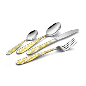 Juego de cubiertos con mango de diseño retorcido, cubiertos únicos de acero inoxidable con espejo para el hogar, restaurante y comedor de bodas - Product Image 2