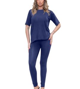 2025 ensemble t-shirt et leggings chemises en coton de haute qualité vêtements femmes deux pièces ensembles - Product Image 3