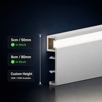 Plinthe LED en aluminium avec éclairage latéral, canal lumineux encastré pour plinthe, bande LED intégrée pour salon et chambre à coucher