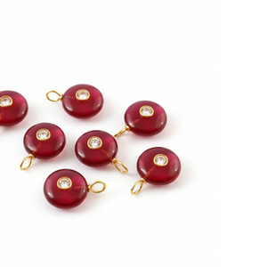 Colgante de piedras preciosas redondas granate Natural, colgante con incrustaciones, joyería de moda para mujer, piedra suelta doble chapada en oro y plata 925 - Product Image 3