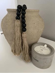 Produit en bois noir gris bois perle glands ficelle décorée multi tailles 12/16/25mm bois perle guirlande - Product Image 4