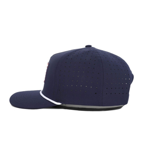 Perforated Laser Cut Hole Hydro <b>Waterproof</b> Golf <b>Hats</b> Flat Bill Baseball Cap Custom PVC Rubber Or Embroidery Logo Sporty Rope - Product Image 6