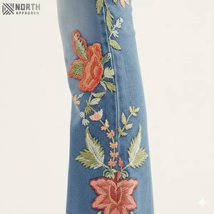 Customizable Size <b>Baggy</b> Style <b>Women</b> <b>Jeans</b> Plus Sizes Washed Wide Leg Denim <b>Jeans</b> Breathable 6 Pocket <b>Women</b> <b>Jeans</b> Pant - Product Image 3