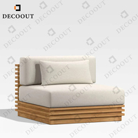 Ensemble de canapé de jardin modulaire extérieur moderne et durable avec cadre en teck et coussin en tissu imperméable pour utilisation hôtelière