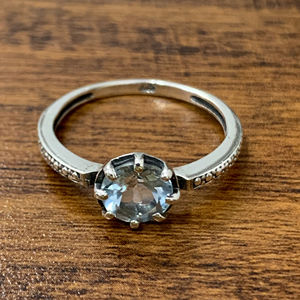 Blue Quartz <b>Statement</b> <b>Ring</b> (2.1 Grams) 10k Gold 24k Gold Plated Vermeil Pear Shape Gemstone Engagement <b>Ring</b> Platinum Main - Product Image 1