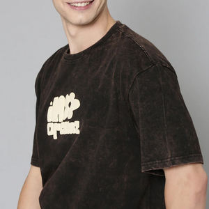 เสื้อยืดวินเทจสไตล์ลำลองยูนิเซ็กซ์ ล้างสีแบบแอซิดวอช ผลิตตามสั่ง ขายส่งจากผู้ผลิตเสื้อผ้าบังคลาเทศ พิมพ์ลายอนิเมะ ไซส์พลัส สีพื้น ตัวอักษร - Product Image 2