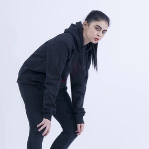 Unisex <b>Oversized</b> Black <b>Hoodie</b> Heavyweight <b>Fleece</b> Pullover with Kangaroo Pocket & Drawstring Hood Minimalist Style Streetwear - Product Image 4