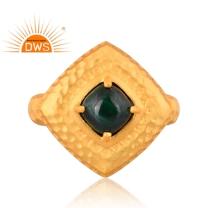Latest Handmade Design 18K Gold Plated Natural Malachite Gemstone <b>Adjustable</b> <b>Ring</b> Custom Jewelry Manufacturer - Product Image 2