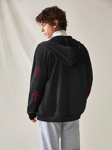 OEM Streetwear Wholesale Zipper Pullover Oversize <b>Black</b> Custom Logo Rhinestone <b>Hoodie</b> for Men Wholesale High Quality Wear - Product Image 5