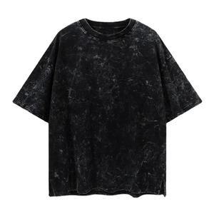 เสื้อยืดสตรีทแวร์โอเวอร์ไซส์พิมพ์ลายโลโก้แบบกำหนดเอง เนื้อผ้าหนา พิมพ์ลาย 3 มิติ แบบวินเทจ ล้างสีด้วยกรด - Product Image 1