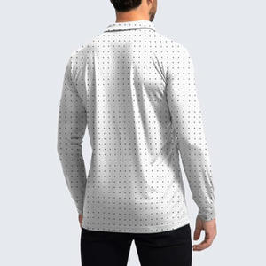 Tricot de jersey coupe ajustée décontracté de luxe pour hommes pour polo pull de golf à manches longues avec motif solide de teinture de vêtement foncé - Product Image 2