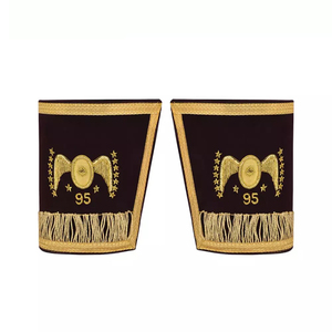 Menottes maçonniques avec gantelets d'officiers artisanaux en tresse d'argent poignets de régalia en gros pour uniformes de cérémonie Ronpex - Product Image 1