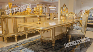 Modern 8 Seater Teak Wood Dining Table Set with Durable Design for Indoor Dining Rooms - Product Image 3