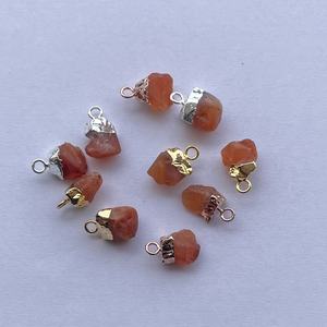 Pendentif connecteur en pierre brute cornaline orange naturelle en argent sterling 925 or galvanoplastie bijoux en pierres précieuses brutes tendance - Product Image 4