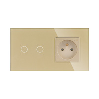 TAWOIA Wi-Fi 2-Gang-1-Wege-Touch-Schalter mit neutraler Leitung 1000W und Wi-Fi French Socket EU-Standard