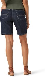 Pantalones cortos de mezclilla ajustados para mujer 82% algodón 16% poliéster 2% ELASTANO 5 bolsillos estilo zip Fly vástago botón enrollado puños cortos - Product Image 2