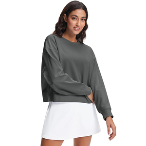 simple crewneck relaxed cotton breathable soft <b>comfy</b> layering everyday Women Sweatshirts oversized - Product Image 2