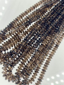 Cuentas Rondelle de disco de corte alemán facetado de cuarzo ahumado Natural de 7-8mm, hebra de 14 pulgadas para collar, pulsera - Product Image 4