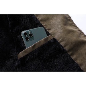 Nuevo abrigo delgado para hombre, chaqueta de cuero a la moda de invierno con cremallera diagonal, forro polar cálido, lona para motociclistas - Product Image 5