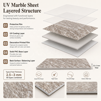 Panneau mural décoratif en PVC MORLENX, texture rocheuse marron gris, pour revêtement mural intérieur commercial