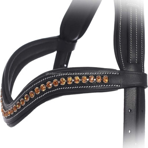 Cristales de cuero inglés negros o marrones hechos a mano de calidad de exportación, banda decorativa para cejas de caballo de cuero de canal vacío en mazorca completa - Product Image 1