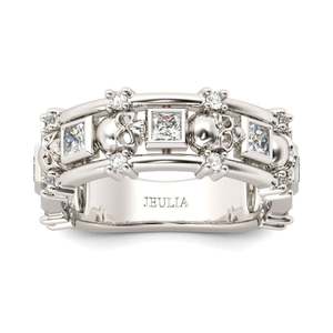 Bague Jeulia en argent sterling plaqué or avec crâne et coupe princesse pour femme - Product Image 1