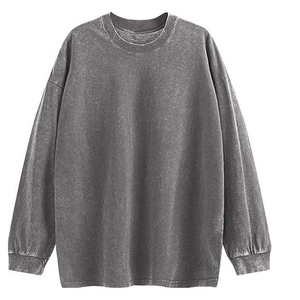 เสื้อสเวตเตอร์ผู้ชายสีทึบทำจากผ้าฝ้ายซักกรดทำจากวัสดุระบายอากาศ - Product Image 5