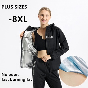 Traje de sauna de talla grande para parejas, ropa deportiva con cremallera, cárdigan con capucha, traje deportivo para correr, fitness, pérdida de grasa. - Product Image 2